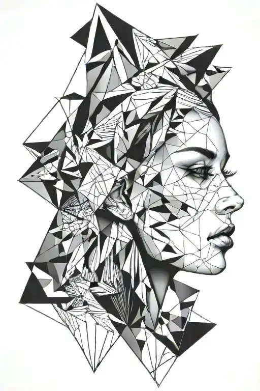 Female Face In Geometric Figures