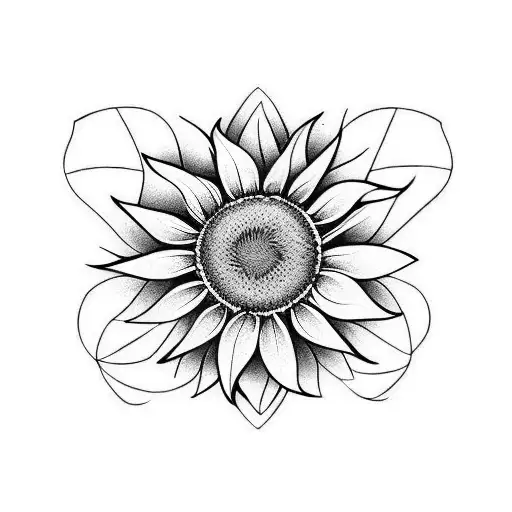 A Minimalist Sunflower With A Hidden Butterfly Within Its Petals