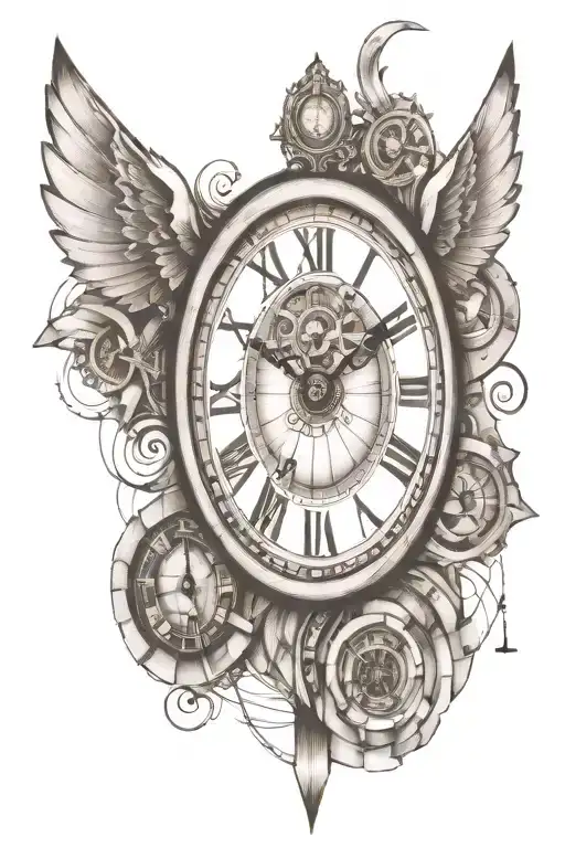 Clock With Stairs Going Into Heaven