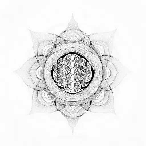 Flower Of Life Sacred Geometry With Simplistic Elephant