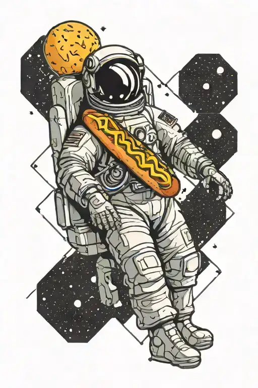 Hot Dog Astronaut Floating In Space