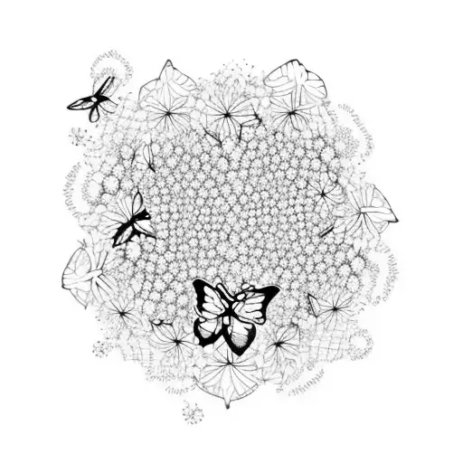 A Swarm Of Butterflies Flying Out Of A Blooming Tree