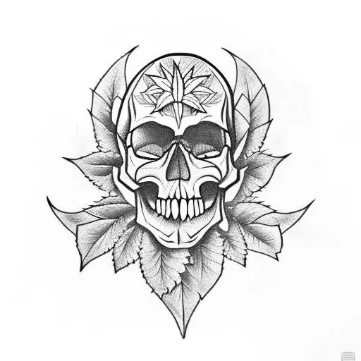 Skull With Weed Leafs
