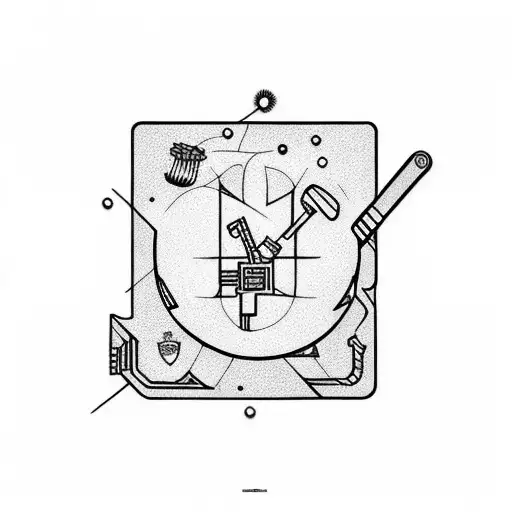 A Circuit Board Design With Golf Clubs And A Cavoodle Silhouette
