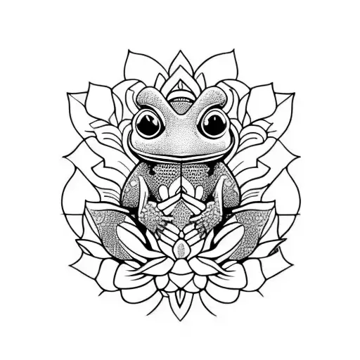 Bufo Alvarius With Lotus Flower