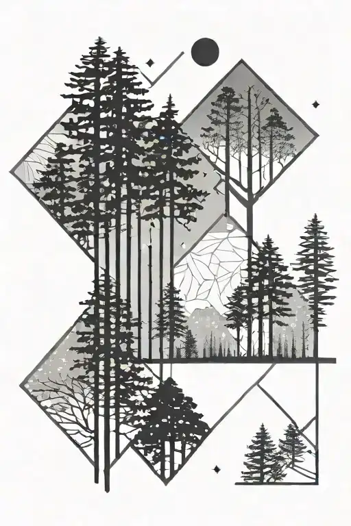 Forest Silhouette With Night Sky