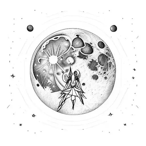 Moon From Dreamworks Logo With Two Person