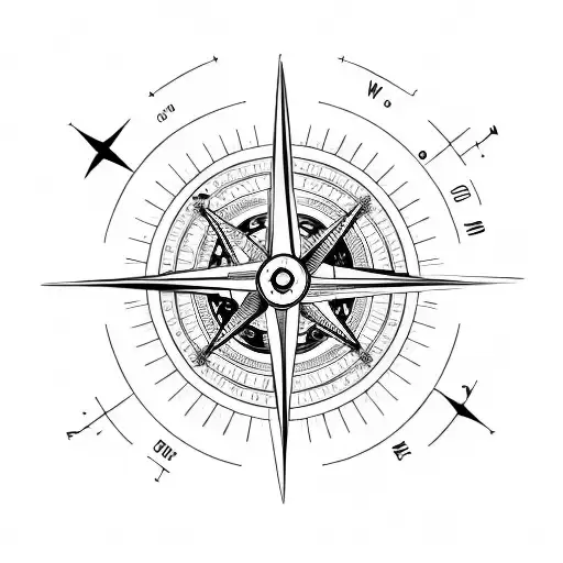 Minimalistic Compass Surrounded By Nautical Design And A Motoryacht