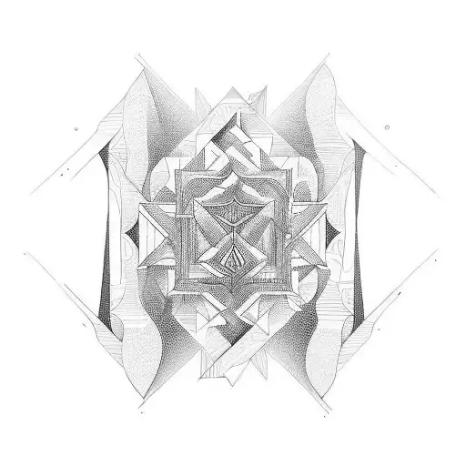 The Word Virtue With Trippy Geometry Around It