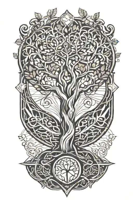 Tree Of Life With Heart And Dna Double Helix