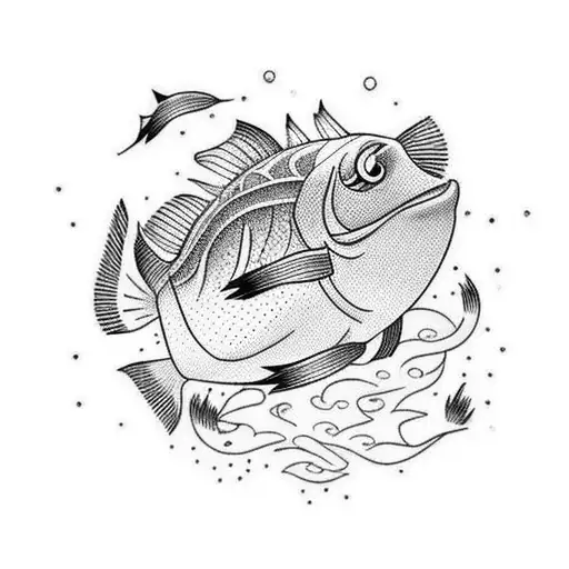 A Minimalist Tattoo Of A Bonito Fish Jumping Out Of Water