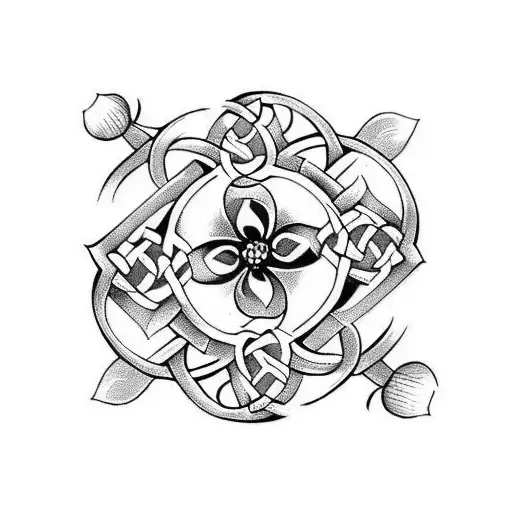 Celtic Dara Knot And Poppy Flower