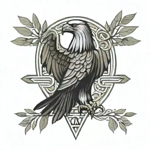 Roman Eagle With Olive Branch With Text I Am The Bird Of Hermes