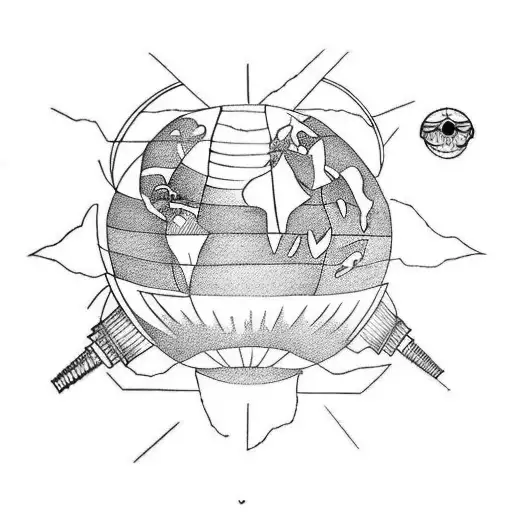 Leg Sleeve With A Balance Scale A Globe And A Sun