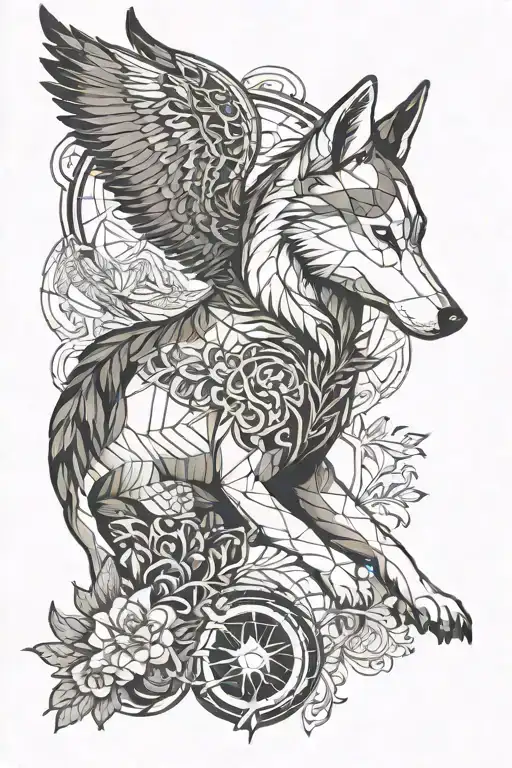 Husky With A Phoenix Bird Rising From The Map Of Lebanon With Tree Of Life Branches Running Through
