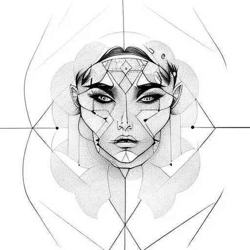 Abstract Woman's Face Halve Sleeve