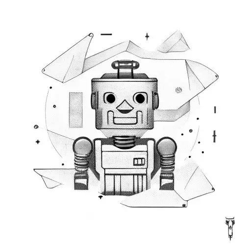 A Futuristic Robot Technician Holding A Bag Of Money