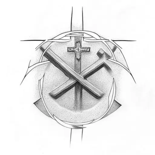 Christian Cross With Thorn Branches