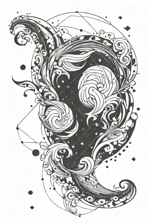 Ocean Wave Patterns Combined With Sagittarius Constellation