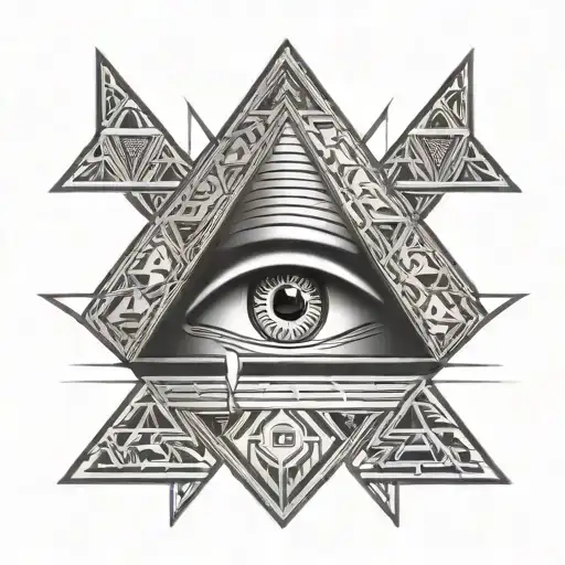Egyptian Third Eye With Pyramid Surrounded By Sacred Geometry