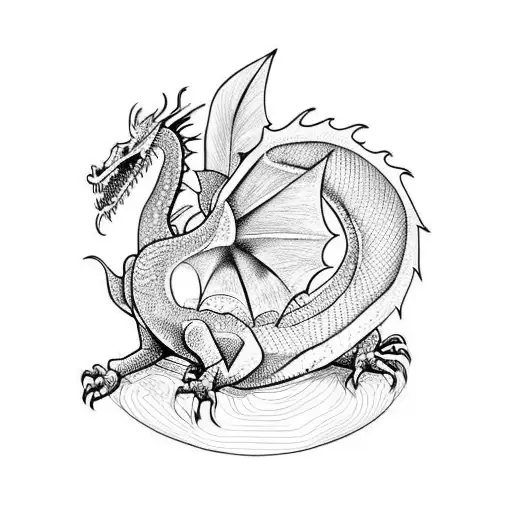 Wingless Dragon With A Monstera Plant Tail