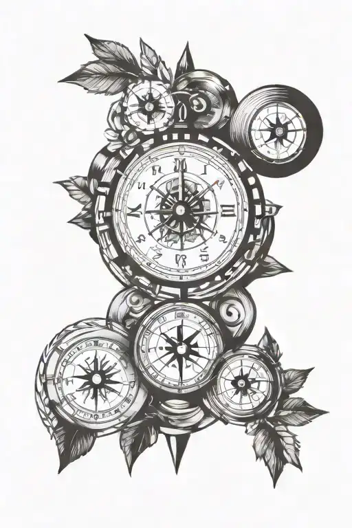 Clock And Compass With Newborn Food And Birth And Dates