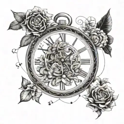 Pocket Watch Surrounded Animal Flower