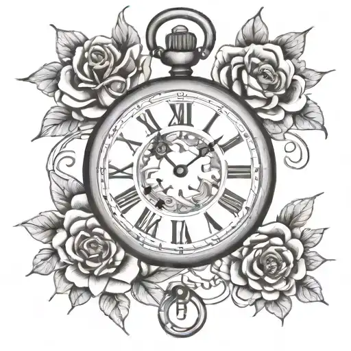 Pocket Watch Surrounded Animal Flower