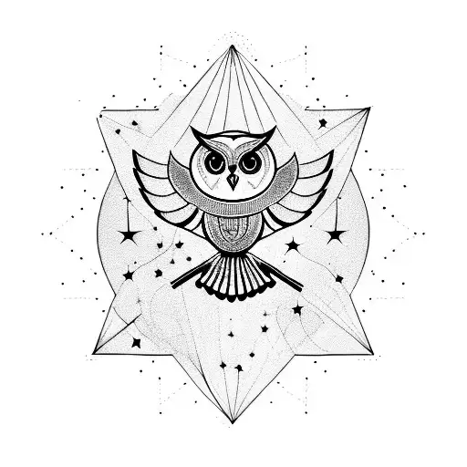 An Owl Conductor Leading A Symphony Of Stars