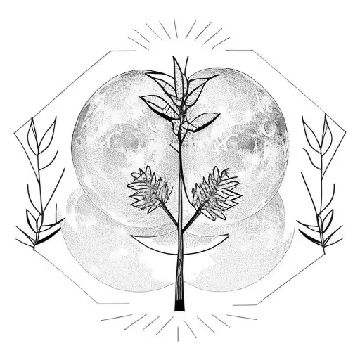 Moon Behind Olive Branch Leaves