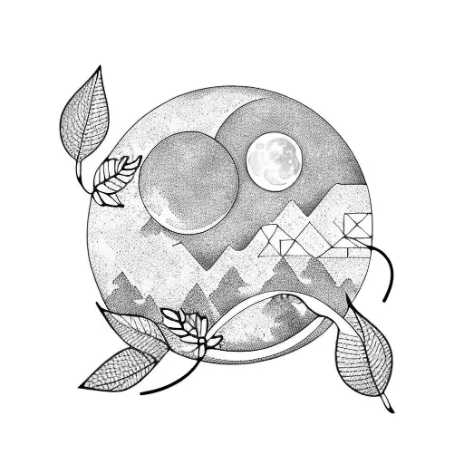 Moon With Olive Leaves