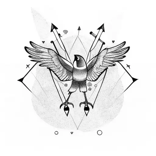 A Crow Holding Arrows In Its Claws While Flying