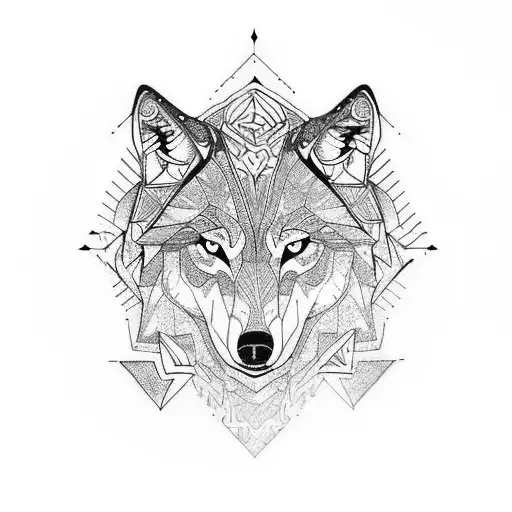 Hauling Wolf Made Of Trianlges And Geometric Figures
