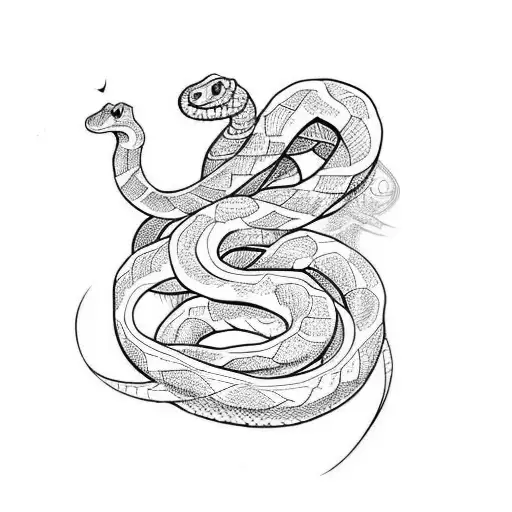 Long Giant Sketched Snake On Thigh