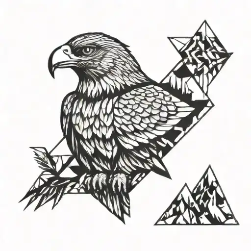 Perching Eagle With Mountains