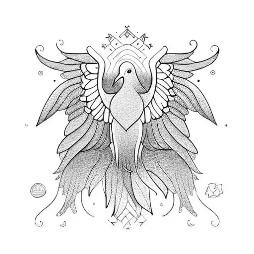 Intricate Detailed Dove With Wings Spread