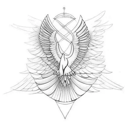 Intricate Dove With Wings Spread Out