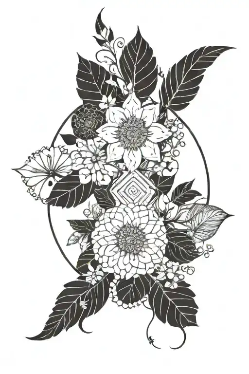 Floral Circle With Dob And Name Written