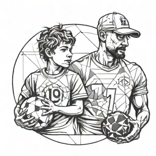 A Dad With The Number 19 On His Shirt And A Son Together With A Ball