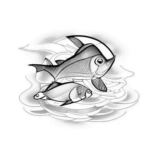 Fish And Duck In Water