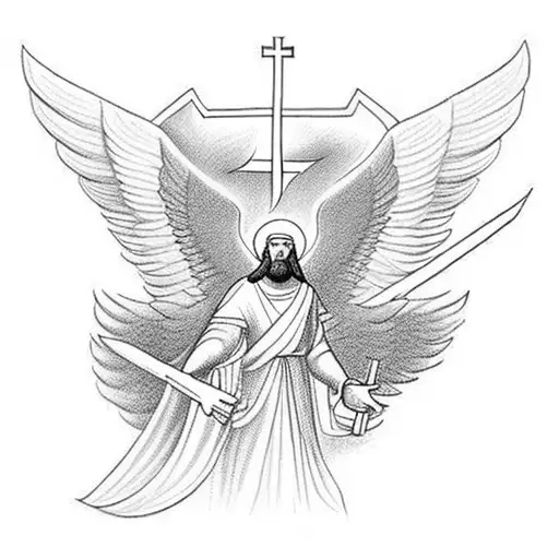 Guardian Angels With Dove And Some Christian Orthodox Reference