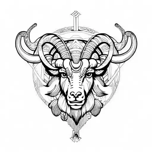 Aries Ram With Zodiac Symbols