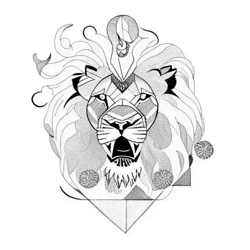 Lion With Masculine And Feminine Elements And A Snake Through The Mane