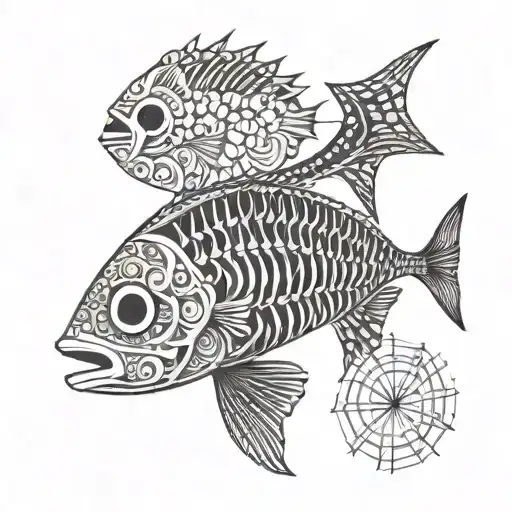 Fish Skeleton In The Form Of The Number Thirteen