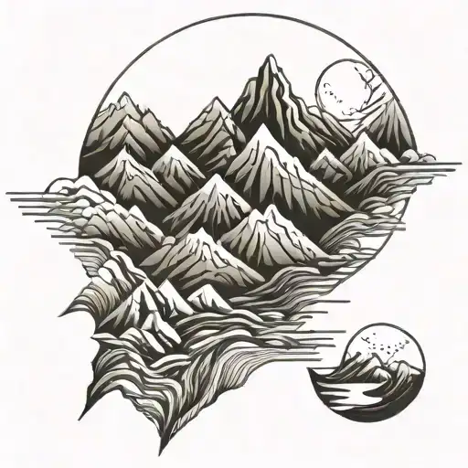 Mountain Sea Moon One Line