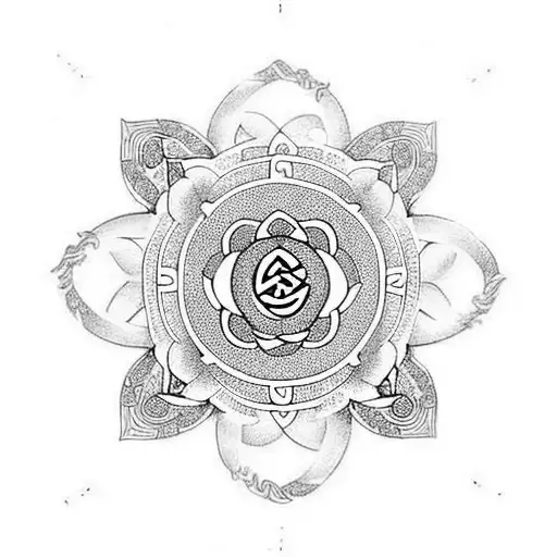Buddhist Symbol Endless Knot With Lotus Flower