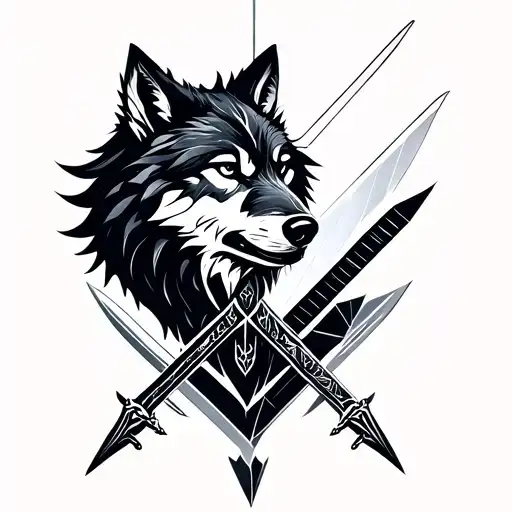 Wolf With Two Swords And Between