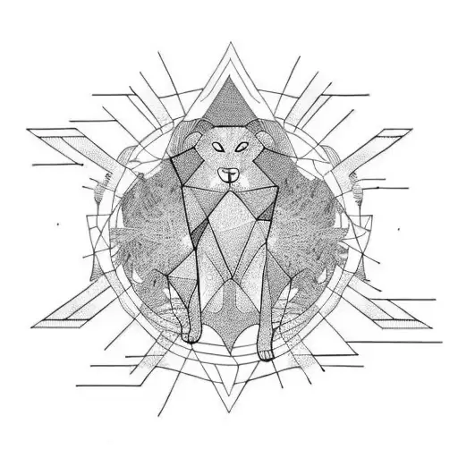 Animals As A Symbol Of Vegetarianism Surrounded By Geometrical Symbols
