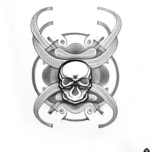 Simple Skull With Snake Through The Skull Eye