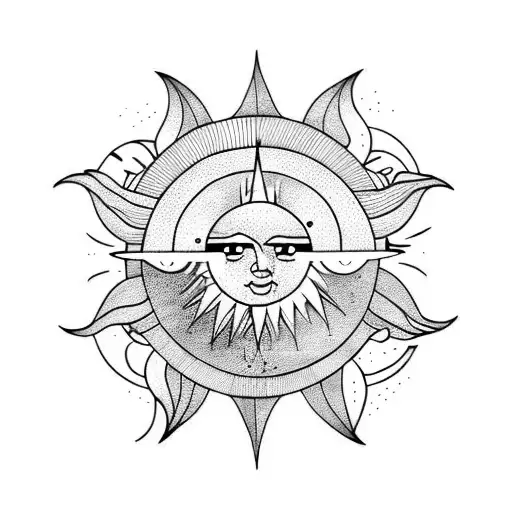Sun And Moon With Water In The Middle